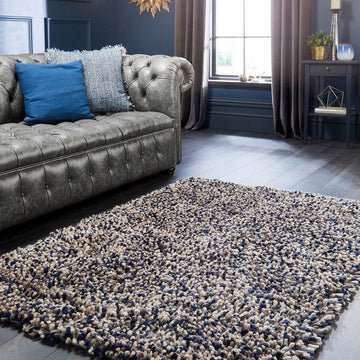 Rocks Shaggy Navy Blue Rug-Origins-Rug Love - The Most Loved Rug Store